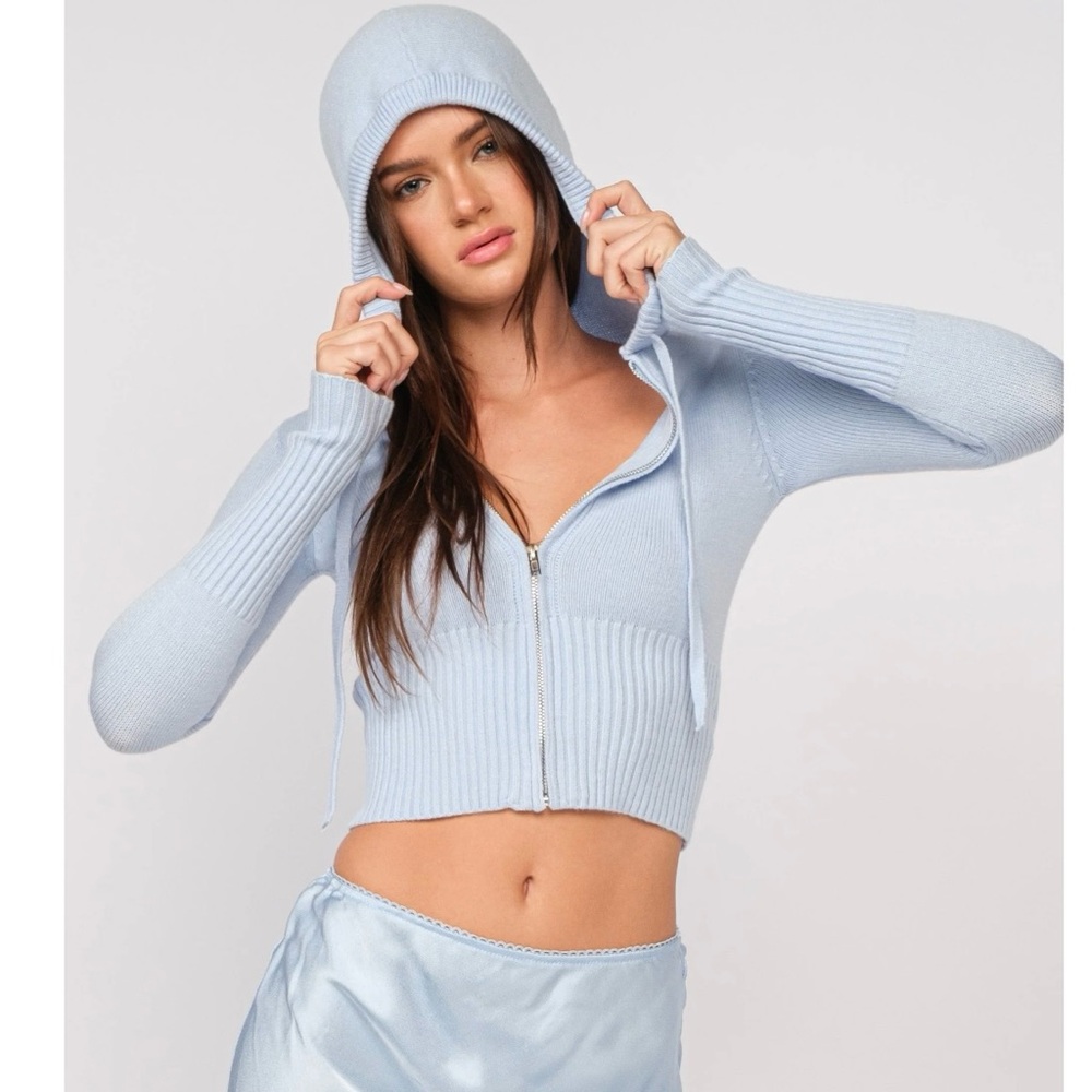 Ruby & Jenna Blue Cardigan Hoody Zip Top